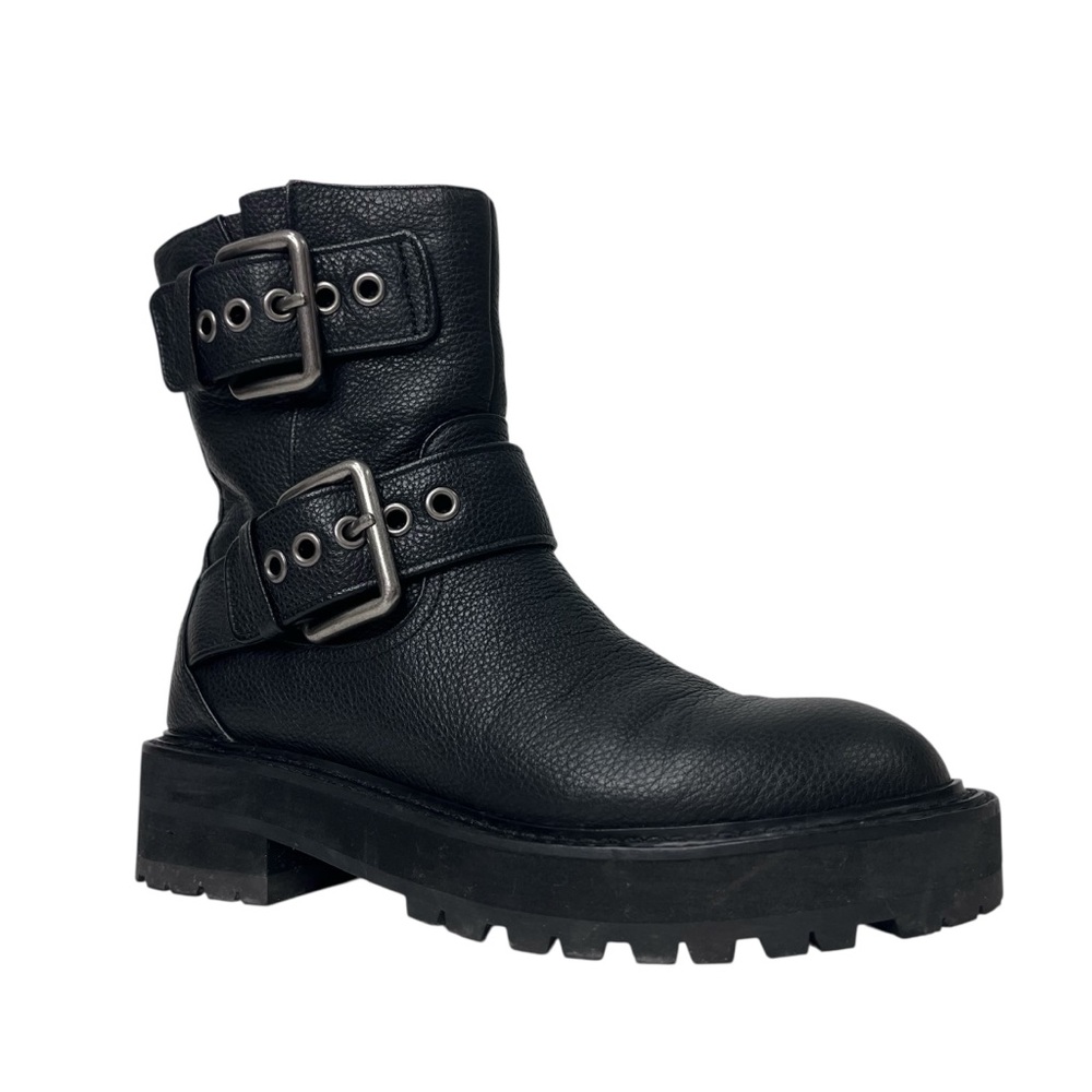 Kurt Geiger London Hackney Black Leather Biker Ankle Boots Size 36.5 US 6.5